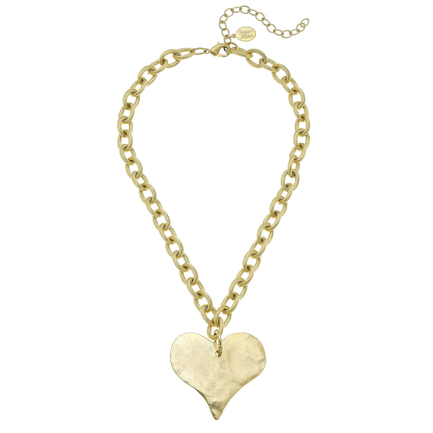 Handcast Gold 15" Heart Necklace