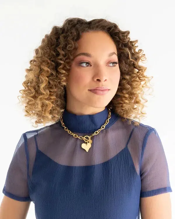 Handcast Silver Heart Front-Toggle Necklace