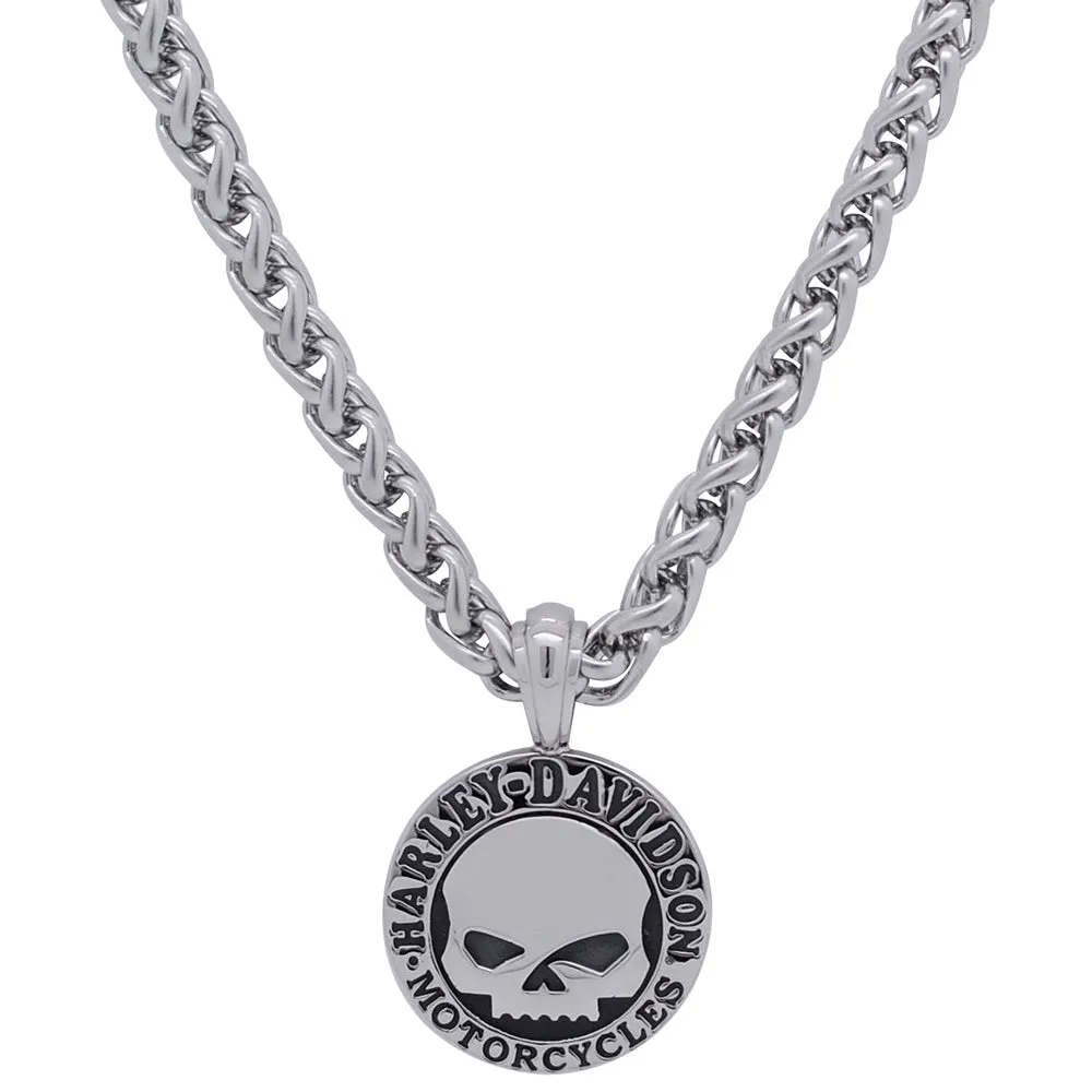 Harley-Davidson Men's Stainless Steel Willie G Skull Disc Necklace HSN0042-22