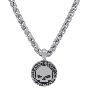 Harley-Davidson Men's Stainless Steel Willie G Skull Disc Necklace HSN0042-22