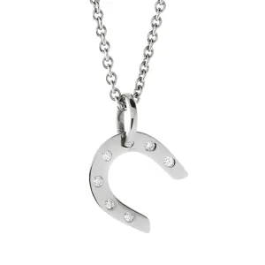 Hermes Horseshoe White Gold Diamond  Necklace