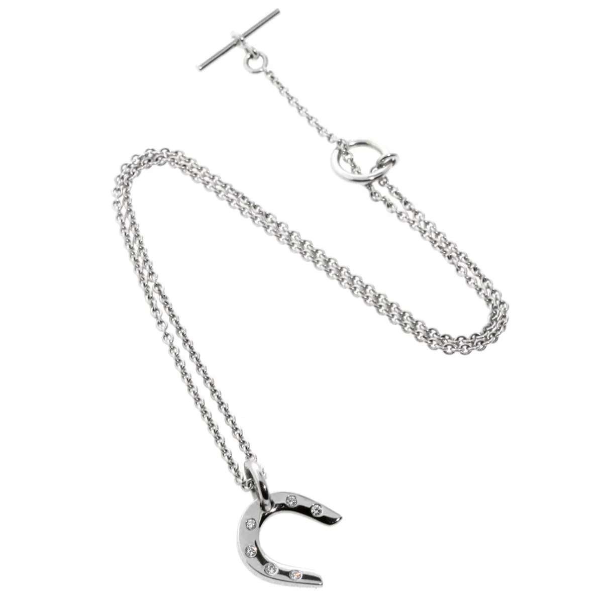 Hermes Horseshoe White Gold Diamond  Necklace