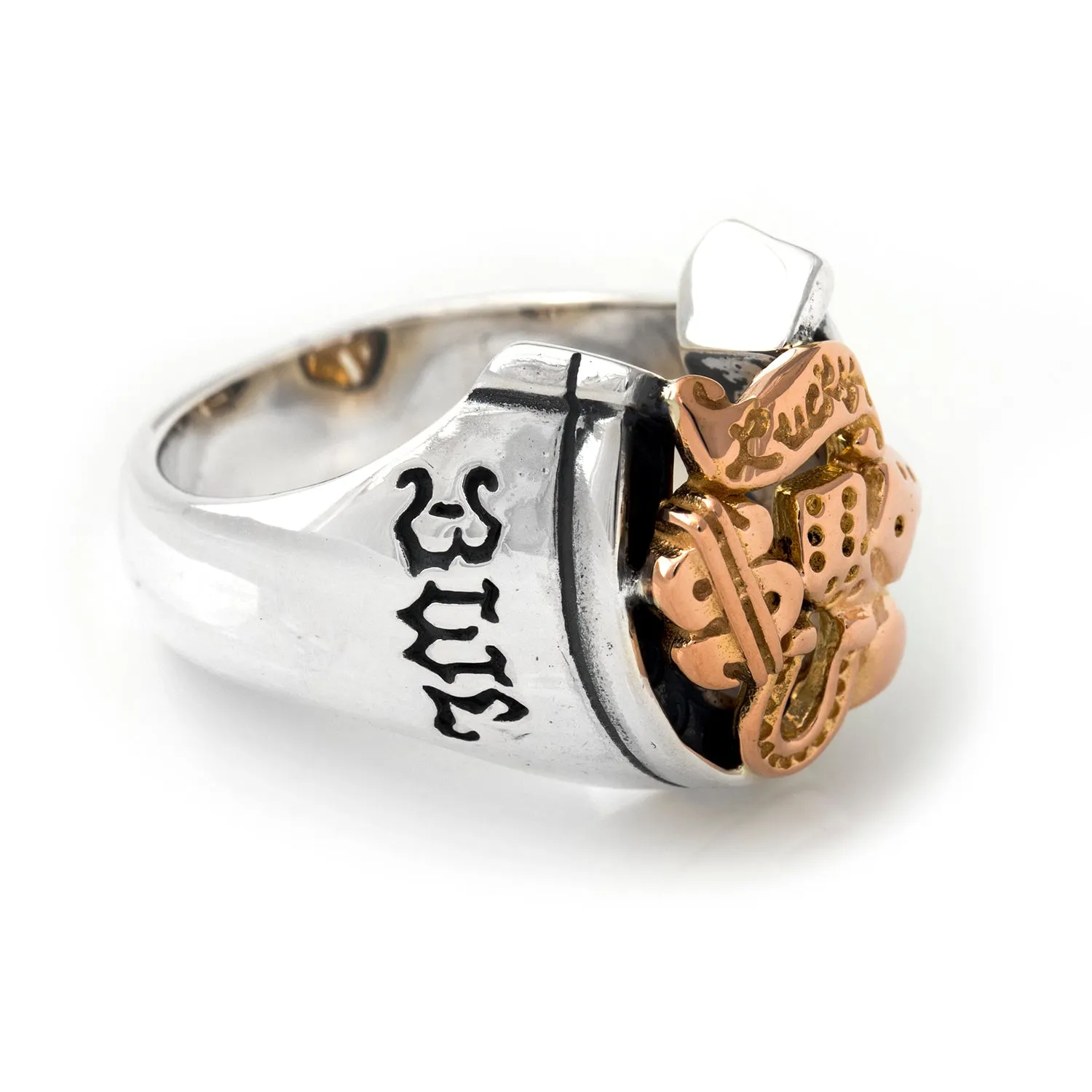 Horseshoe Ring with "LUCKY" Top - Medium
