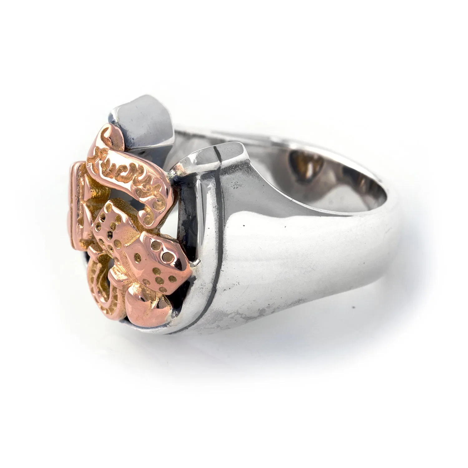 Horseshoe Ring with "LUCKY" Top - Medium