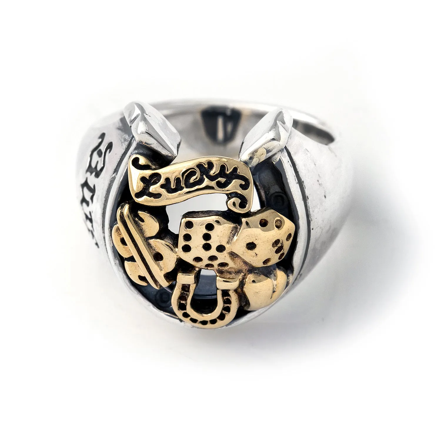 Horseshoe Ring with "LUCKY" Top - Medium