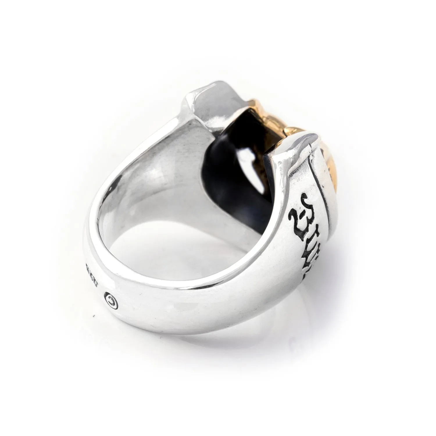 Horseshoe Ring with "TRIPLE STAR" Top - Medium