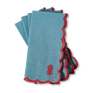 Icon Linen Napkins S/4 - Aqua   Cherry