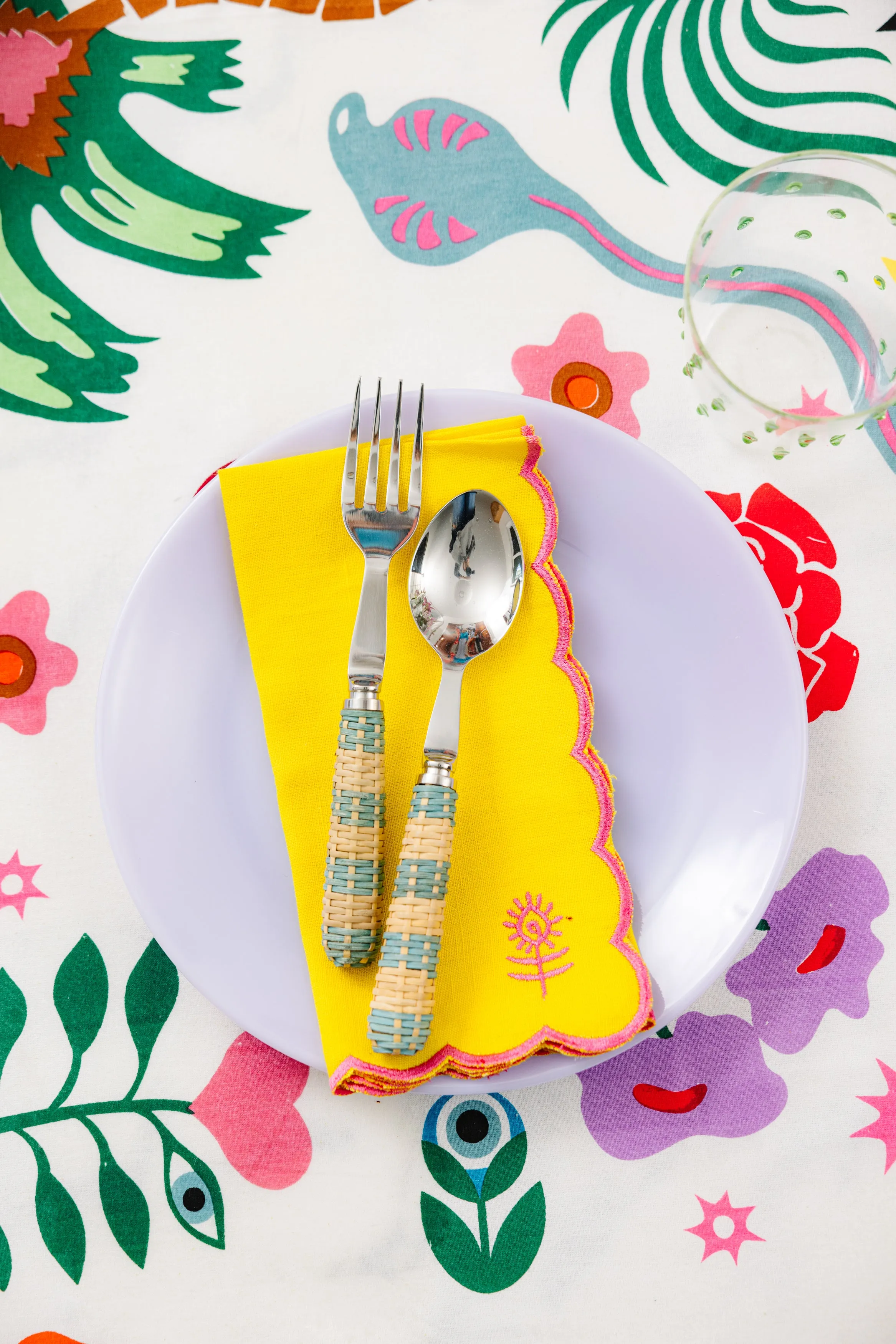 Icon Linen Napkins S/4 - Yellow   Neon Pink