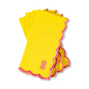 Icon Linen Napkins S/4 - Yellow   Neon Pink