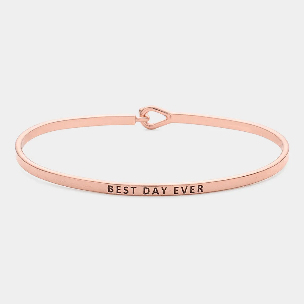 iLLASPARKZ "Best Day Ever" Thin Brass Metal Hook Bracelet