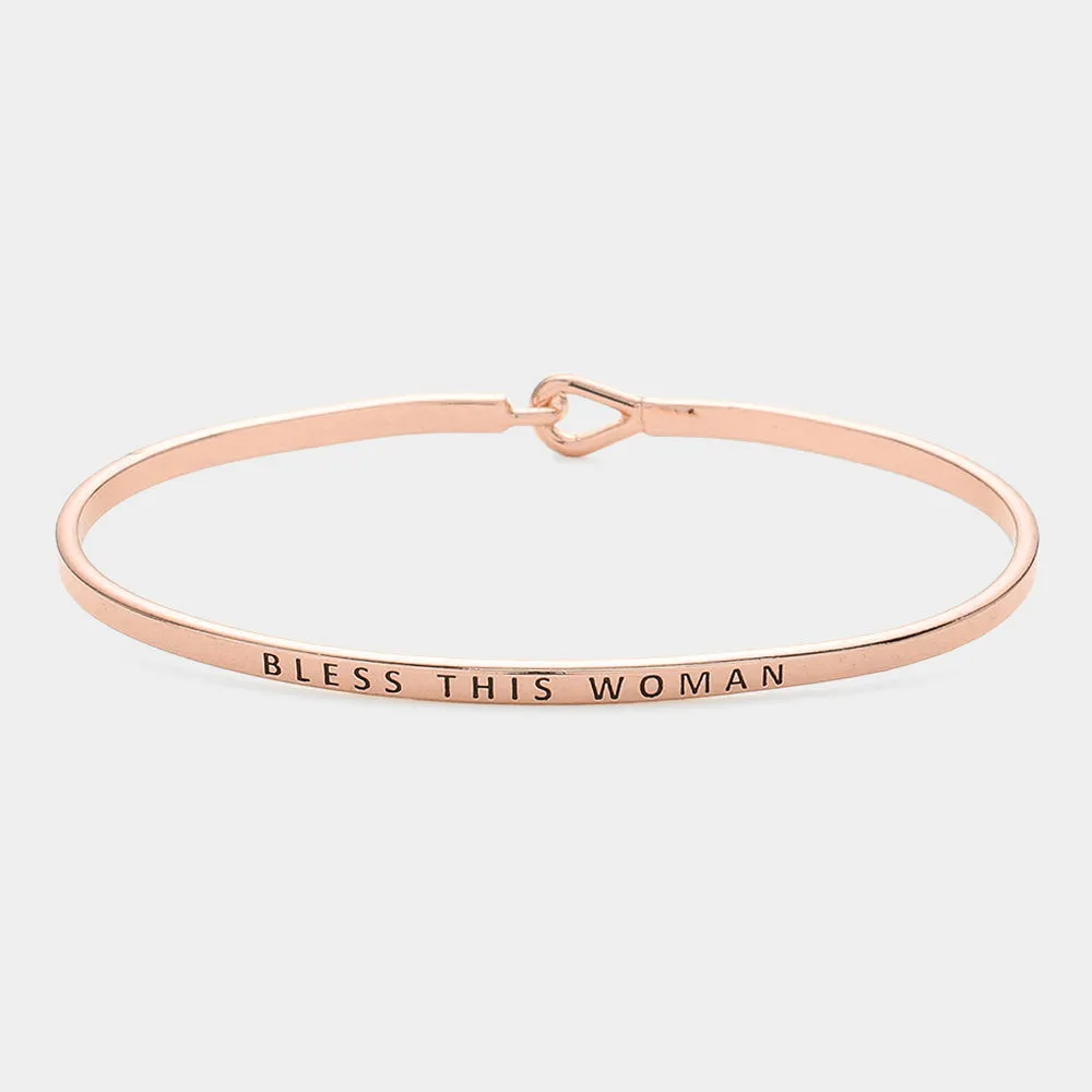 iLLASPARKZ "Bless this woman" Thin Brass Metal Hook Bracelet