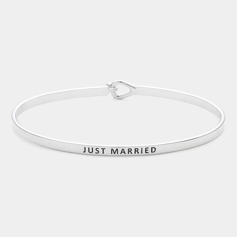 iLLASPARKZ "Just Married" Thin Brass Metal Hook Bracelet