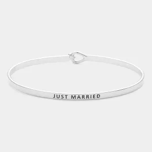 iLLASPARKZ "Just Married" Thin Brass Metal Hook Bracelet