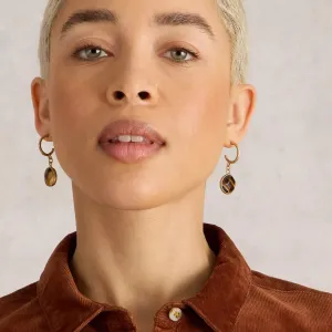 Iris Drop Stone Earrings - Mid Brown