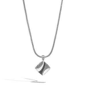 John Hardy Classic Chain Hammered Pendant Necklace with Black Sapphire and Black Spinel