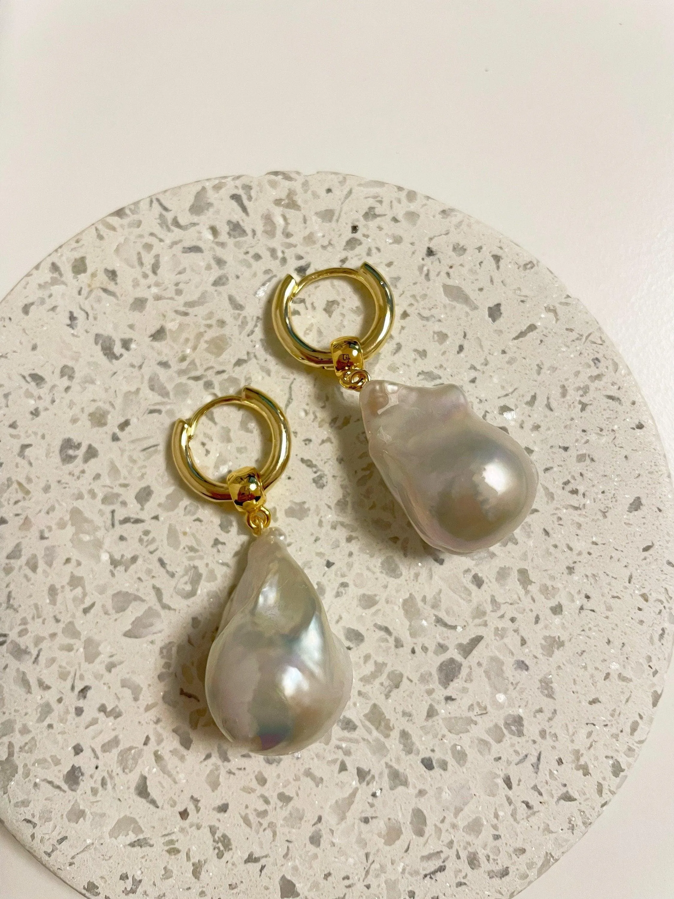 Large baroque pearl earrings