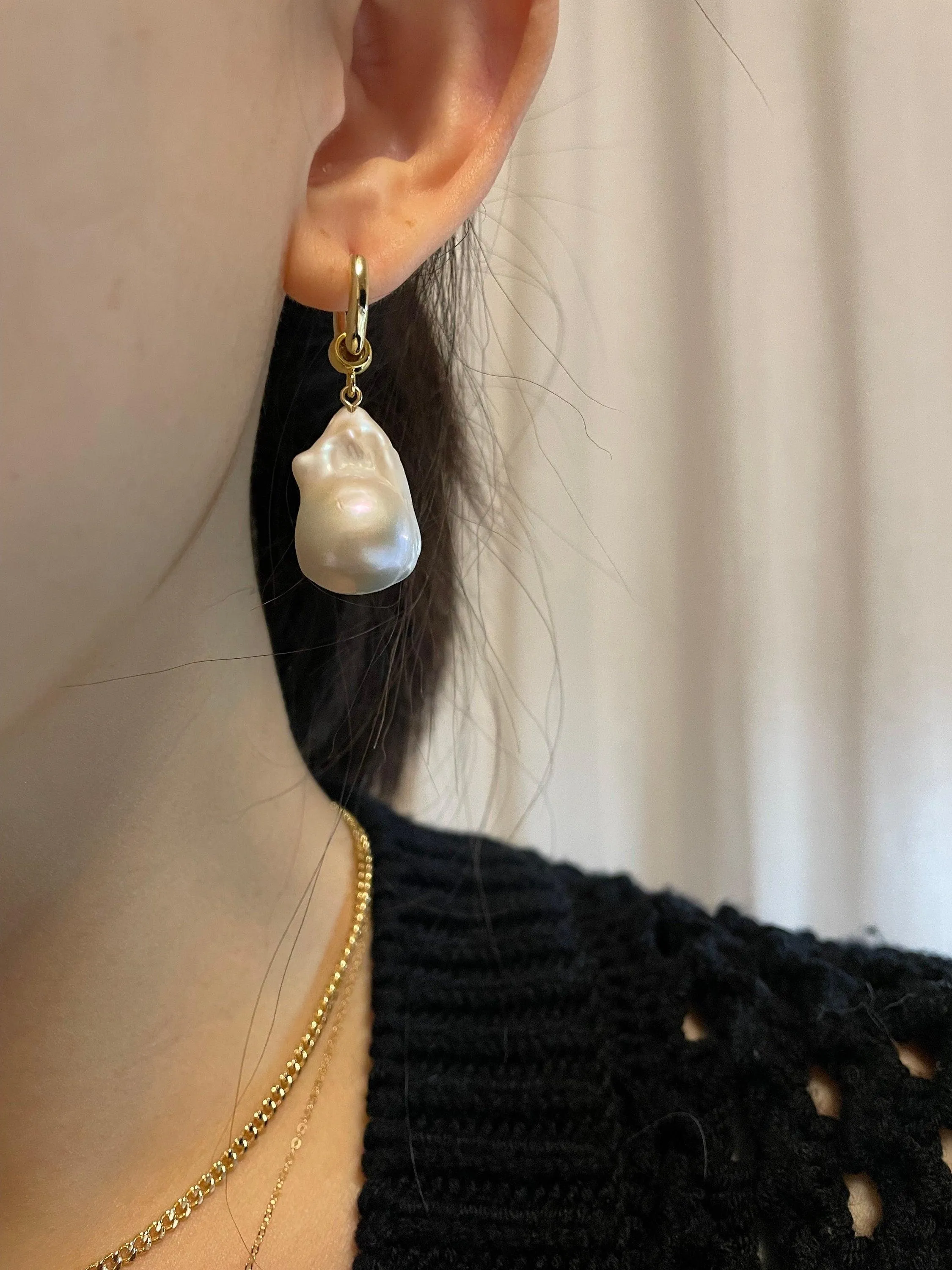 Large baroque pearl earrings