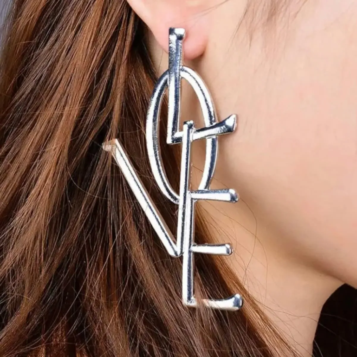 Large Love Dangle Earrings