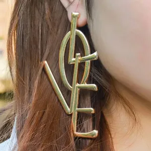 Large Love Dangle Earrings