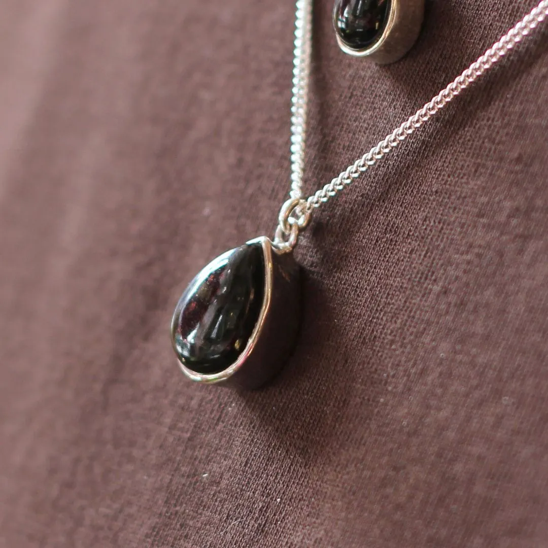Large Pear Shaped Onyx Necklace