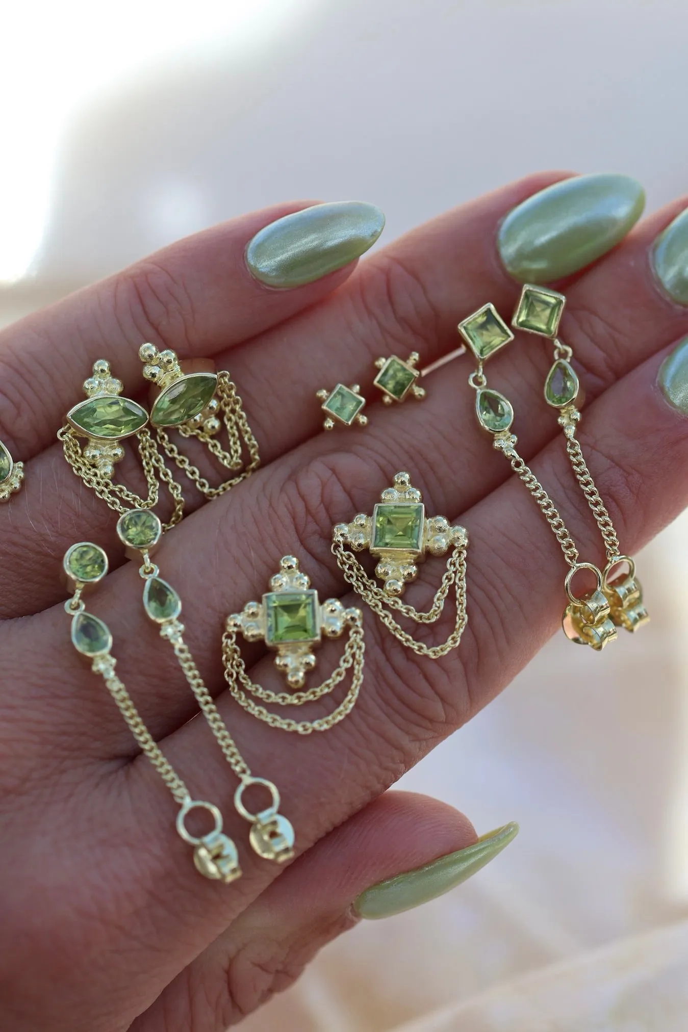 Leona Gold Peridot Studs