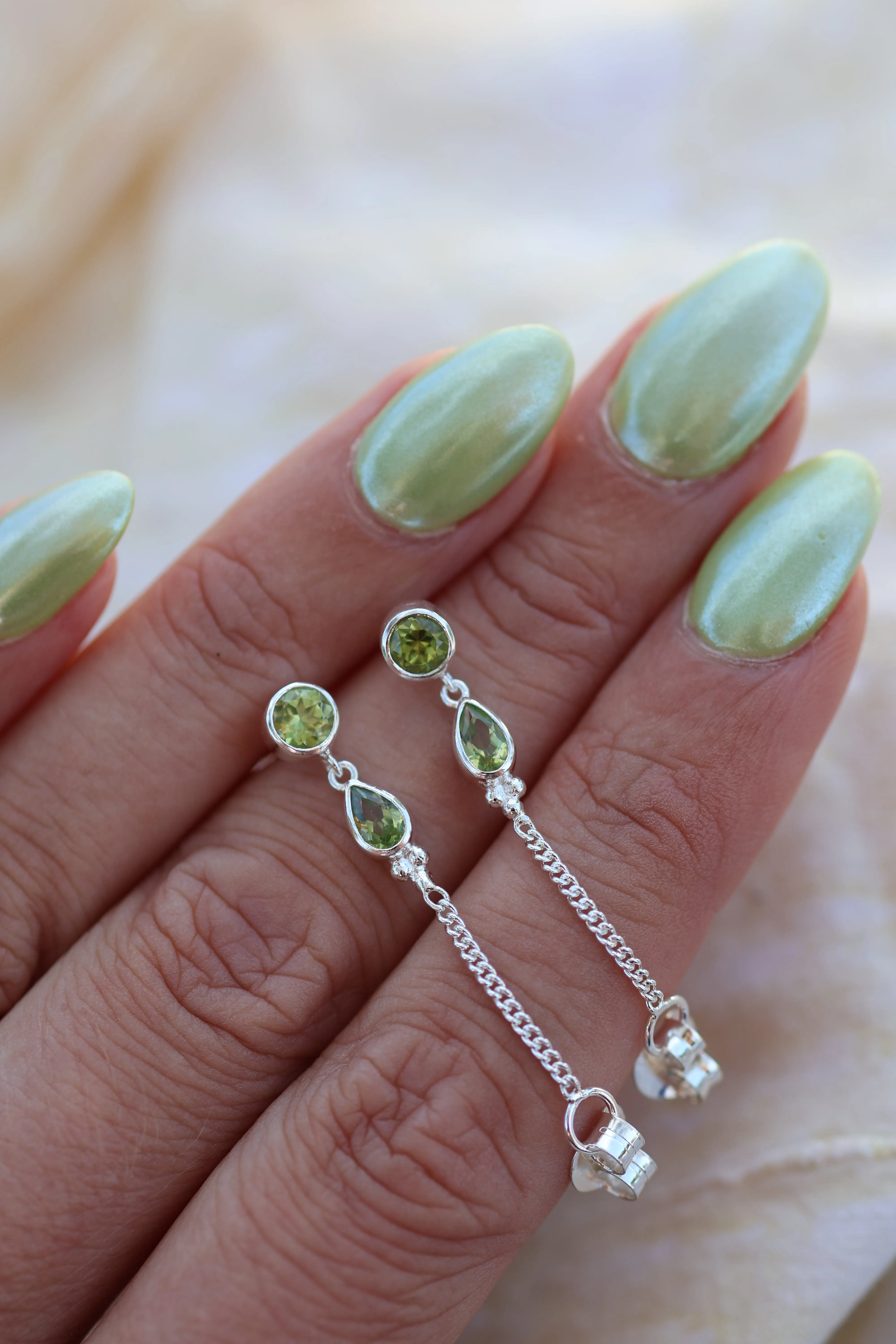 Leona Sterling Silver Peridot Studs