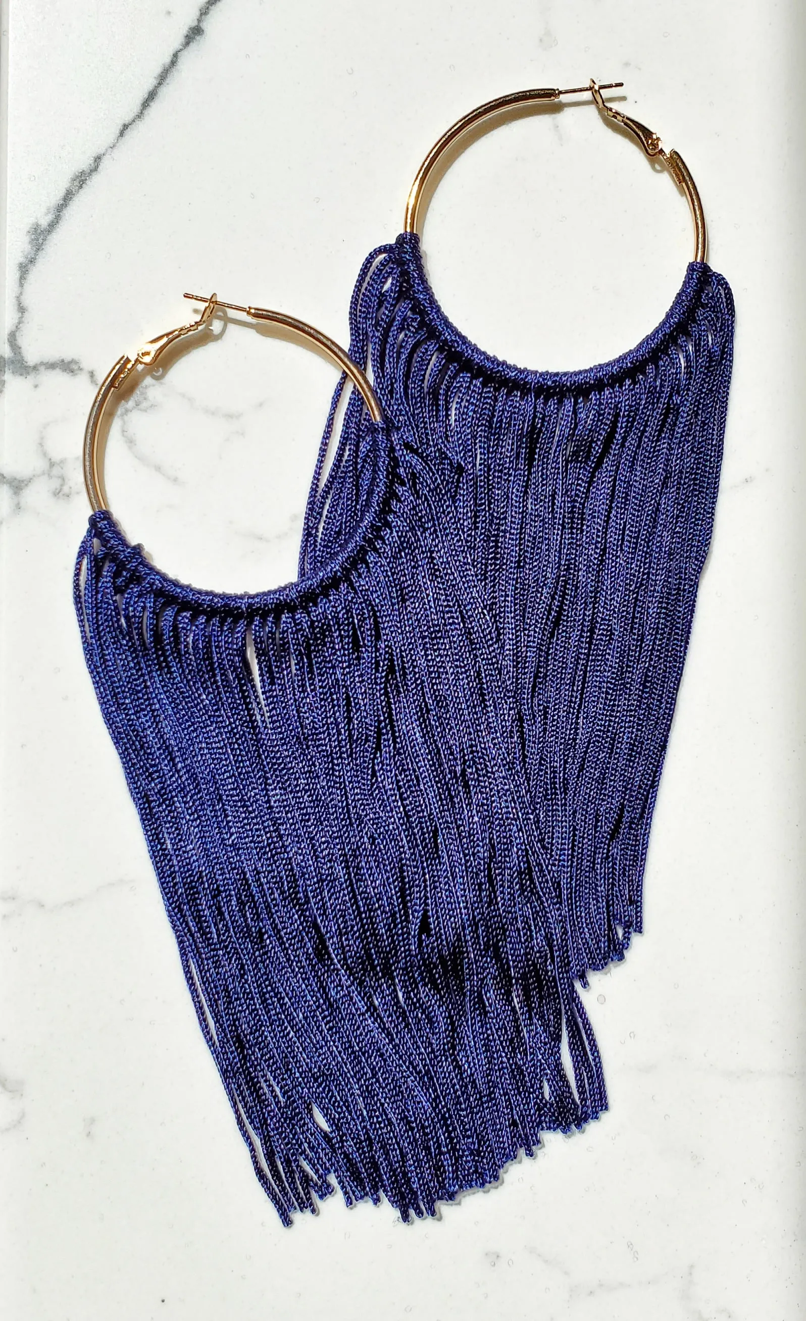 Lexi Long Tassel Hoop Earrings