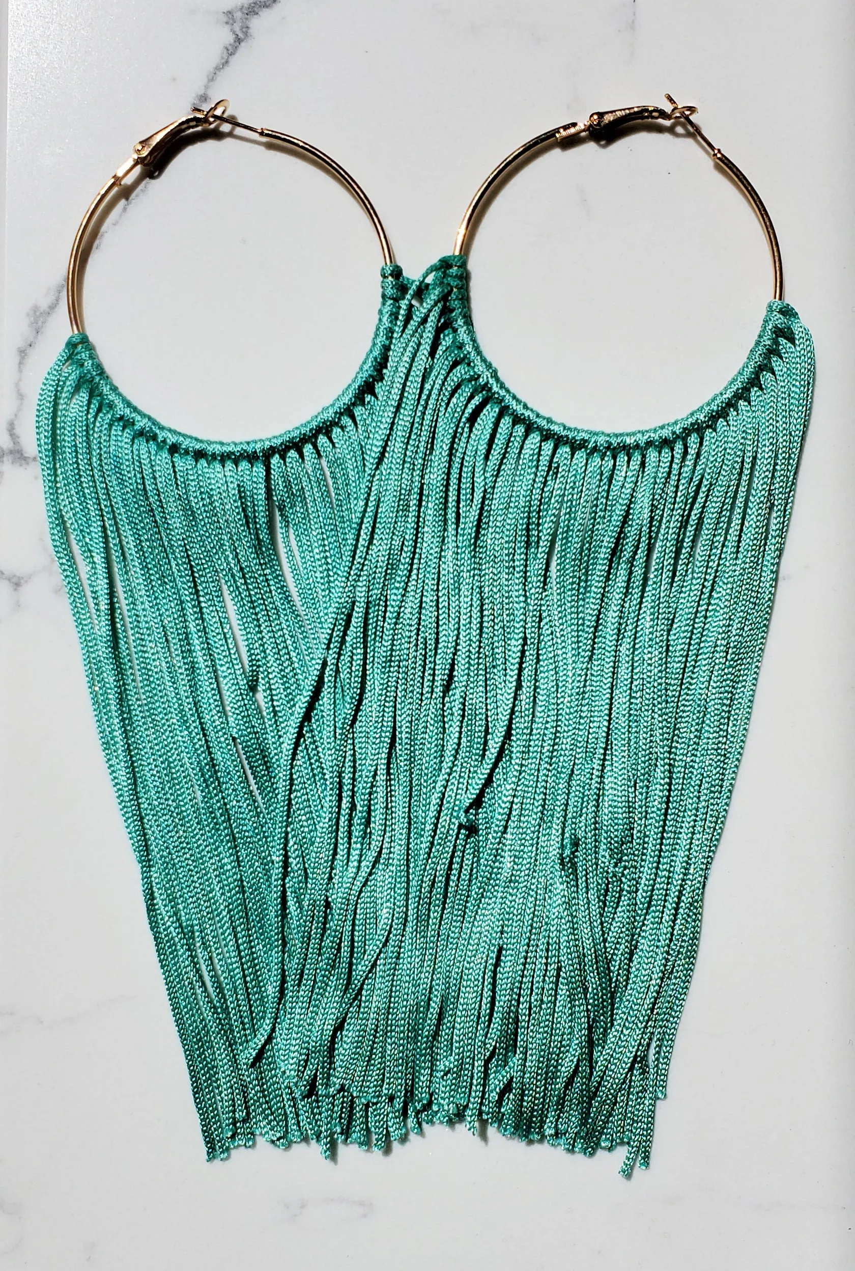 Lexi Long Tassel Hoop Earrings
