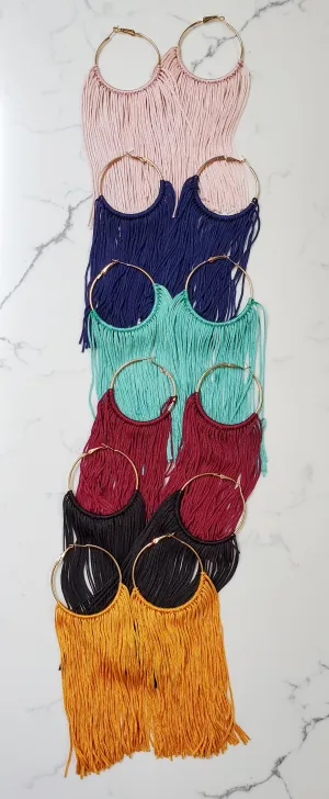 Lexi Long Tassel Hoop Earrings