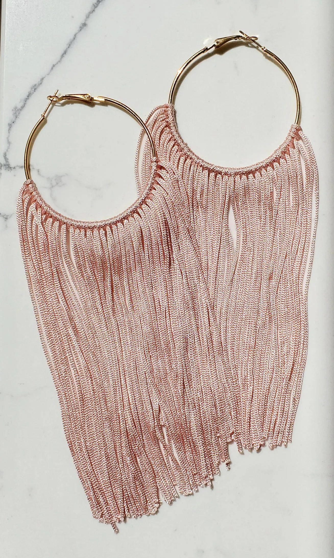 Lexi Long Tassel Hoop Earrings