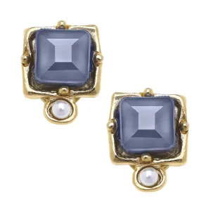 London Labradorite Crystal   Pearl Detail Studs