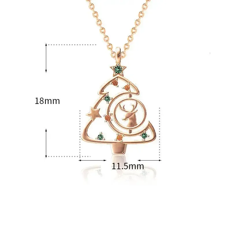 LOVCIA Colorful CZ Christmas Tree Elk Deer 925 Sterling Silver Necklace