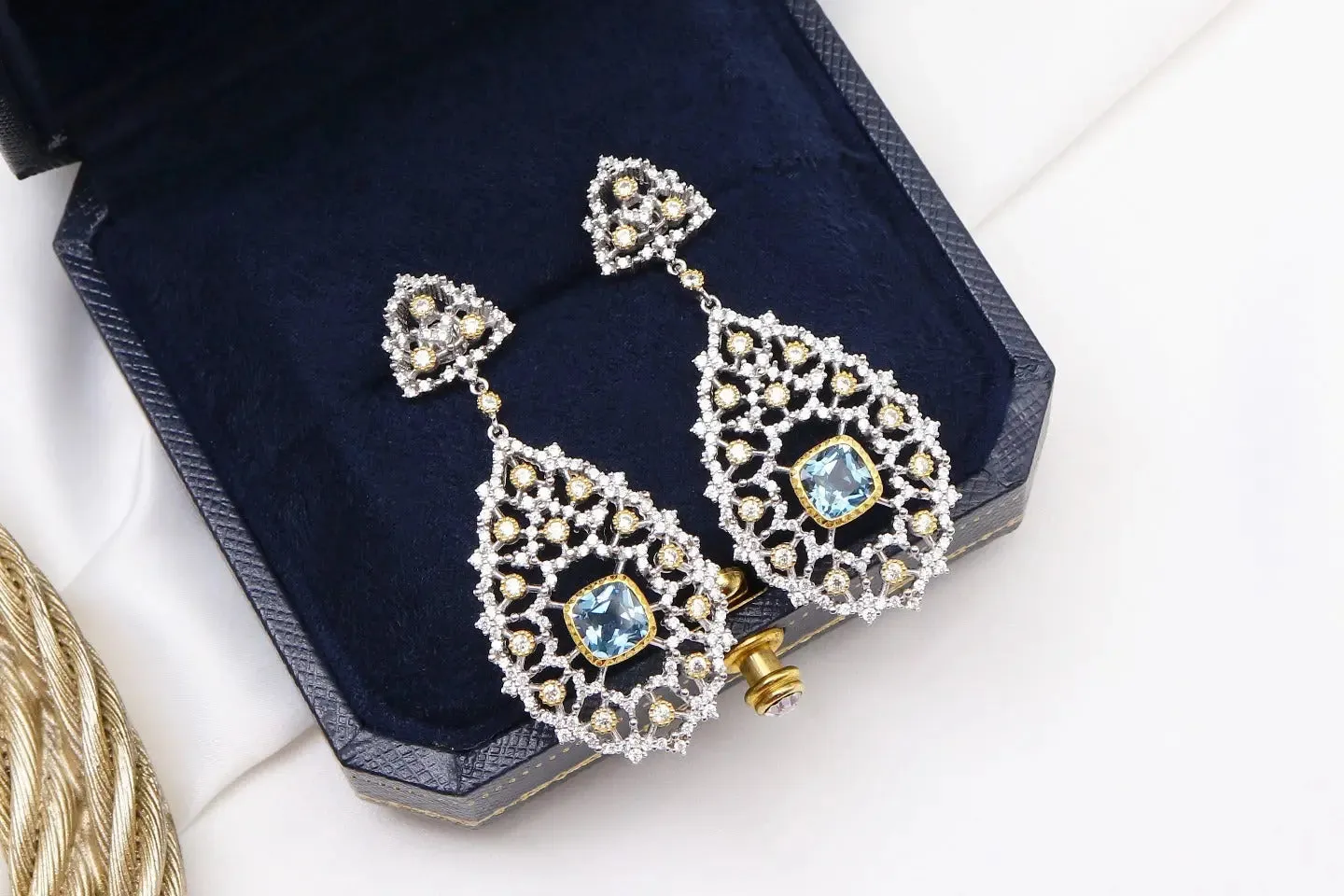 LOVCIA Elegant Custom 925 Silver Blue Gemstone Earrings