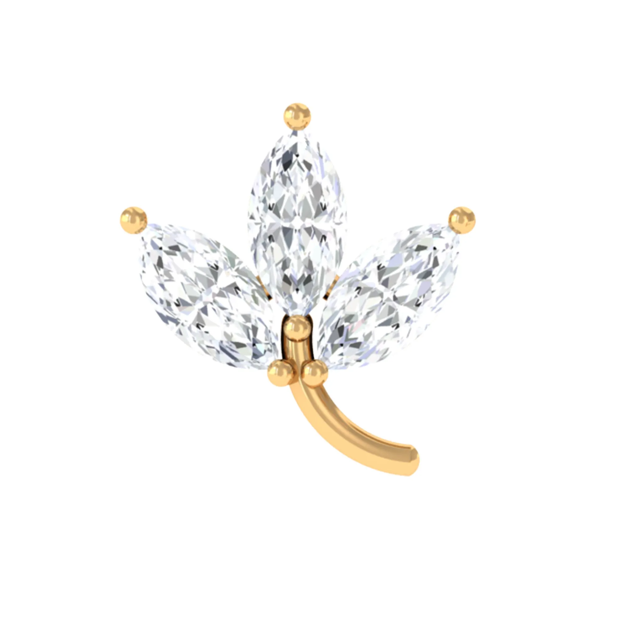 Marquise Moissanite Leaf Cartilage Earring