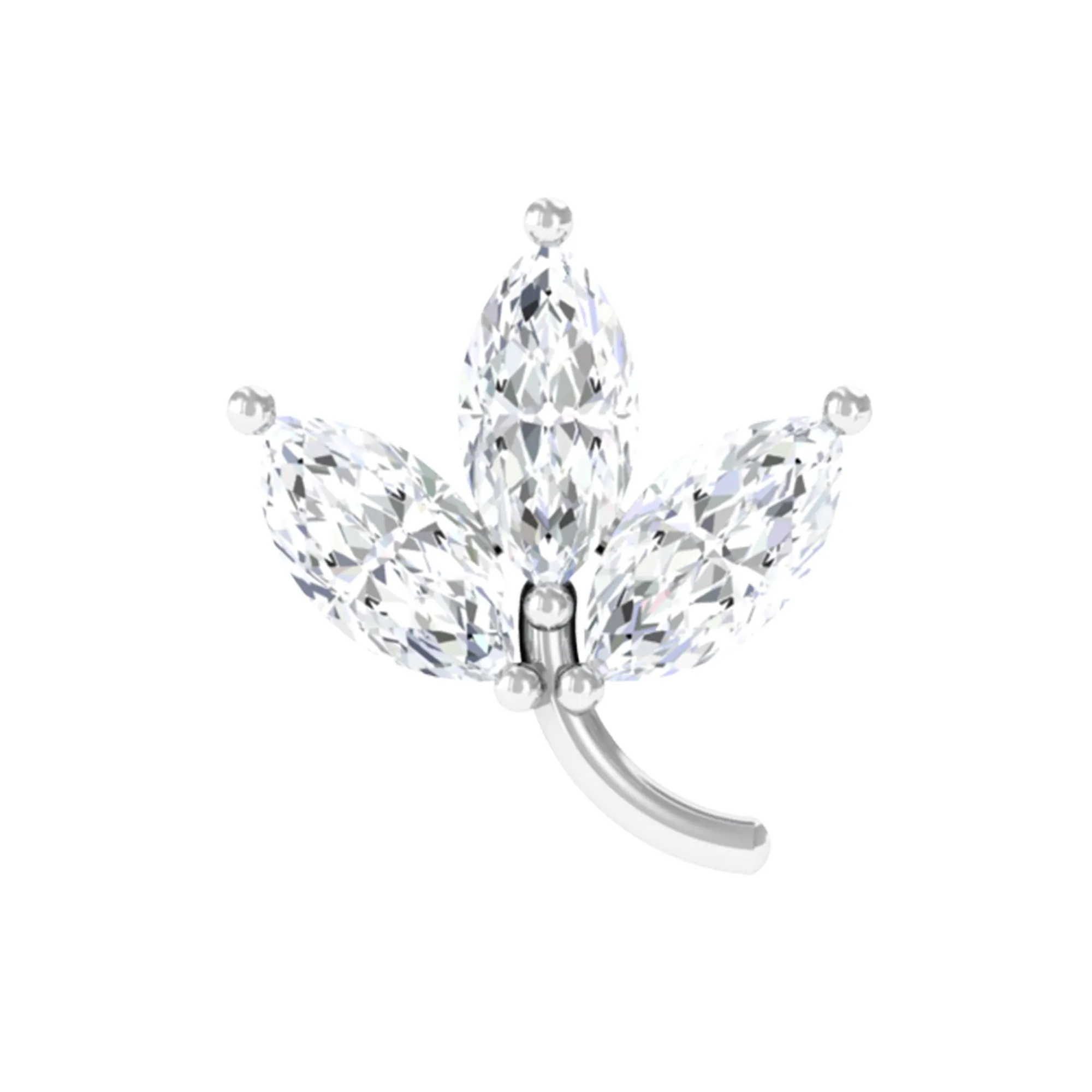 Marquise Moissanite Leaf Cartilage Earring