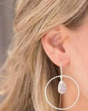 Moonstone Threader Earrings ~ Silver Plated~ME101