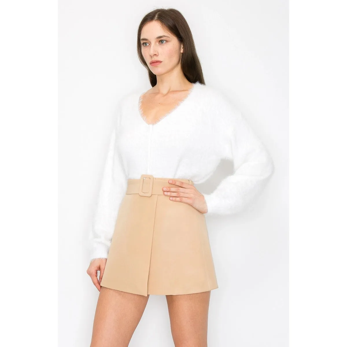 NB v neck fluffy sweater