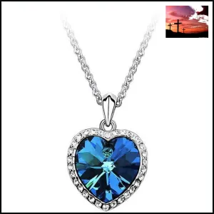 New Arrival Zircon Titanic Ocean Heart Silver Necklace Woman Sweater Chain Luxurious Fashion Statment Necklace for women