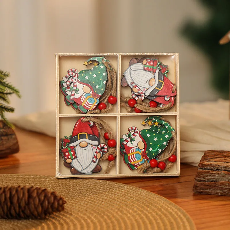 NNEDSZ 3 boxe style a set New Christmas Decorations, Small Wooden Pendants, Christmas Tree Decorations, 12 Wooden Box Packaging Pendants
