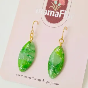 Ollie Dangle Earrings in marbled stone green
