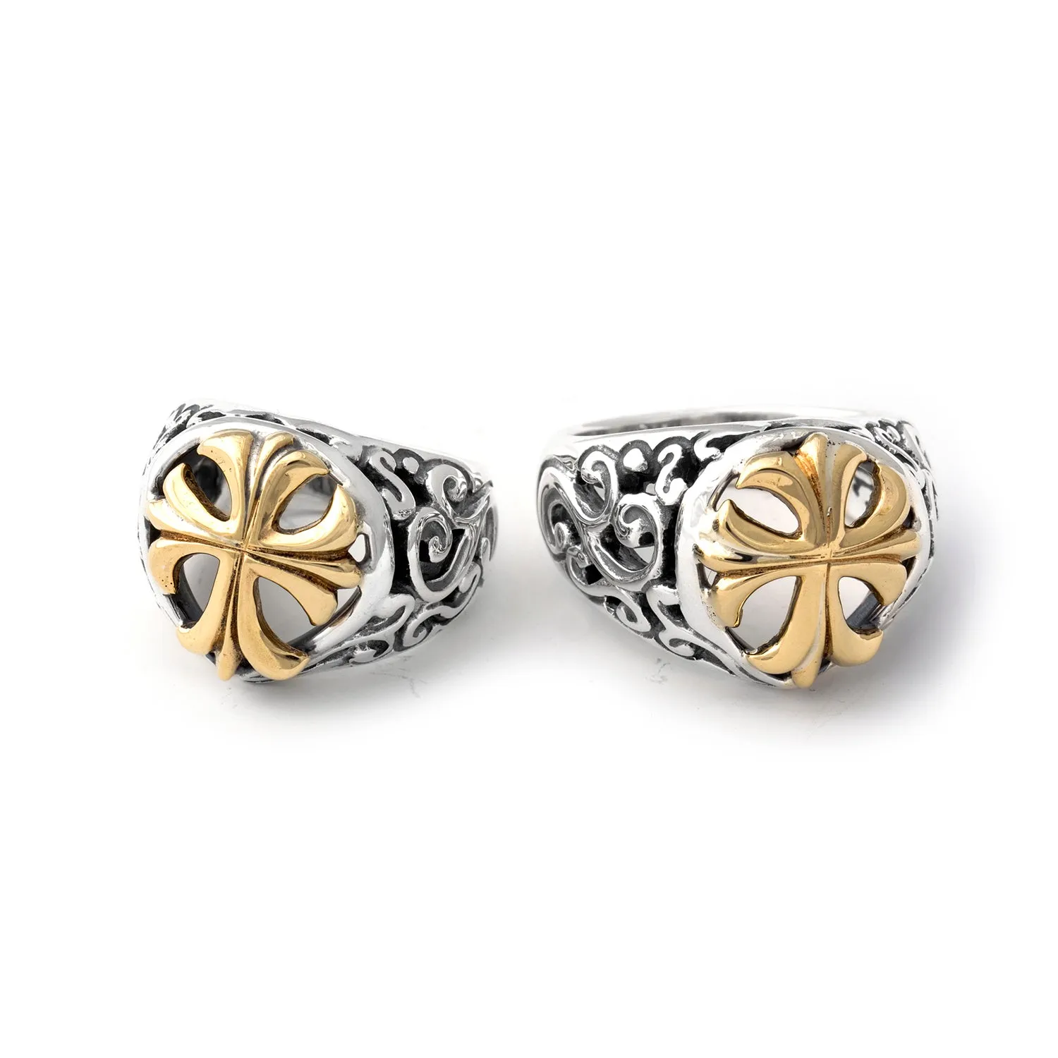 Open Wave Ring with "GOTHIC CROSS" Top