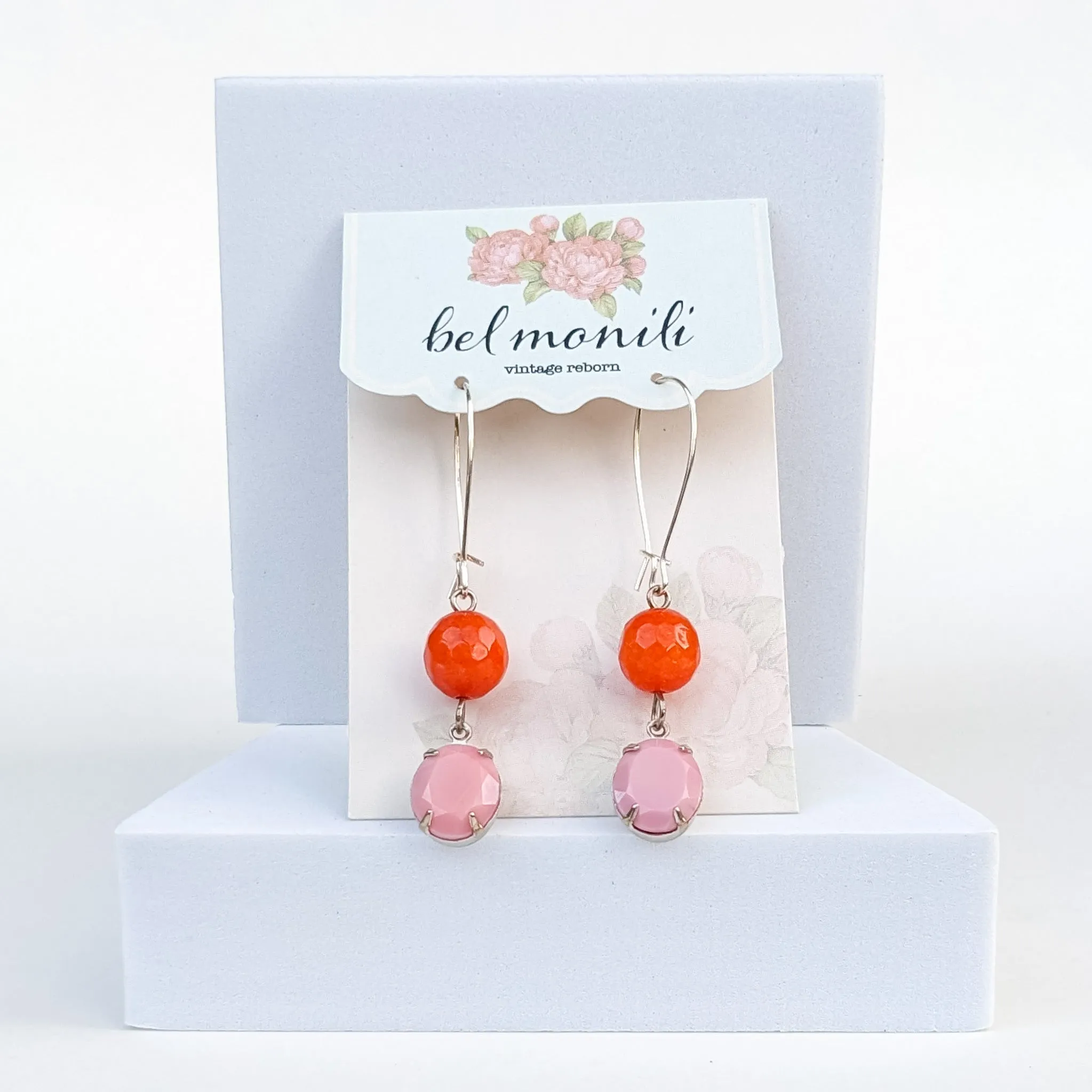 Orange rose earrings