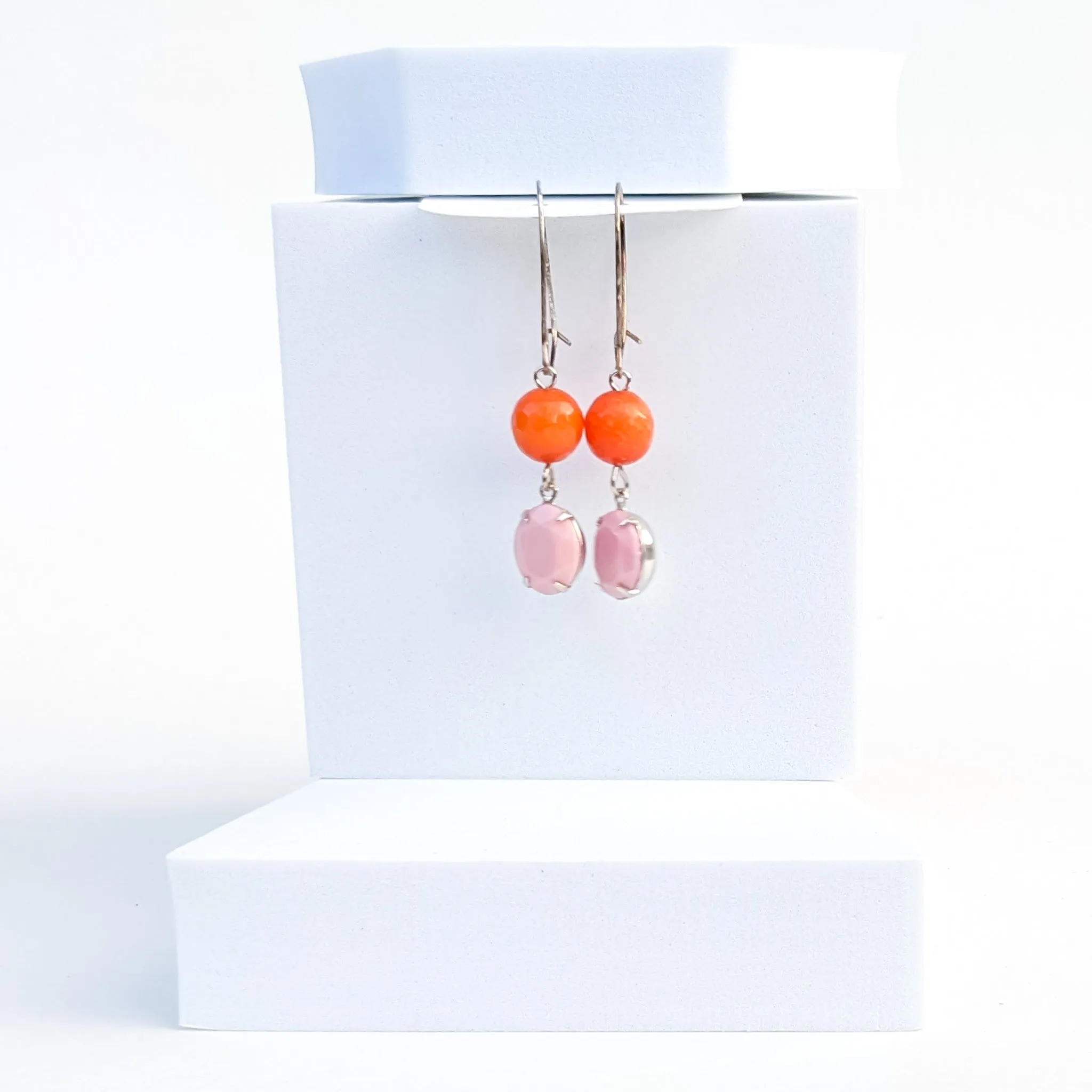 Orange rose earrings