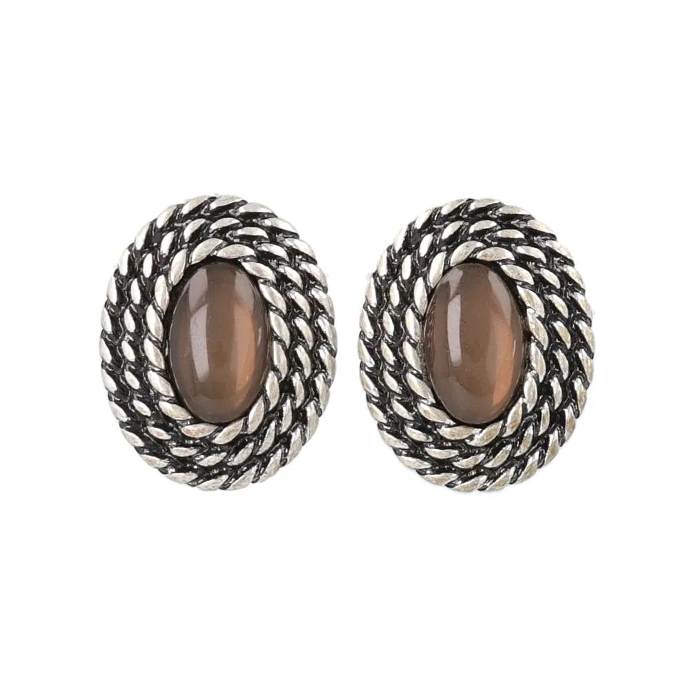 Oval Padded Clip On Earrings