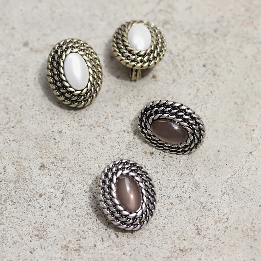 Oval Padded Clip On Earrings