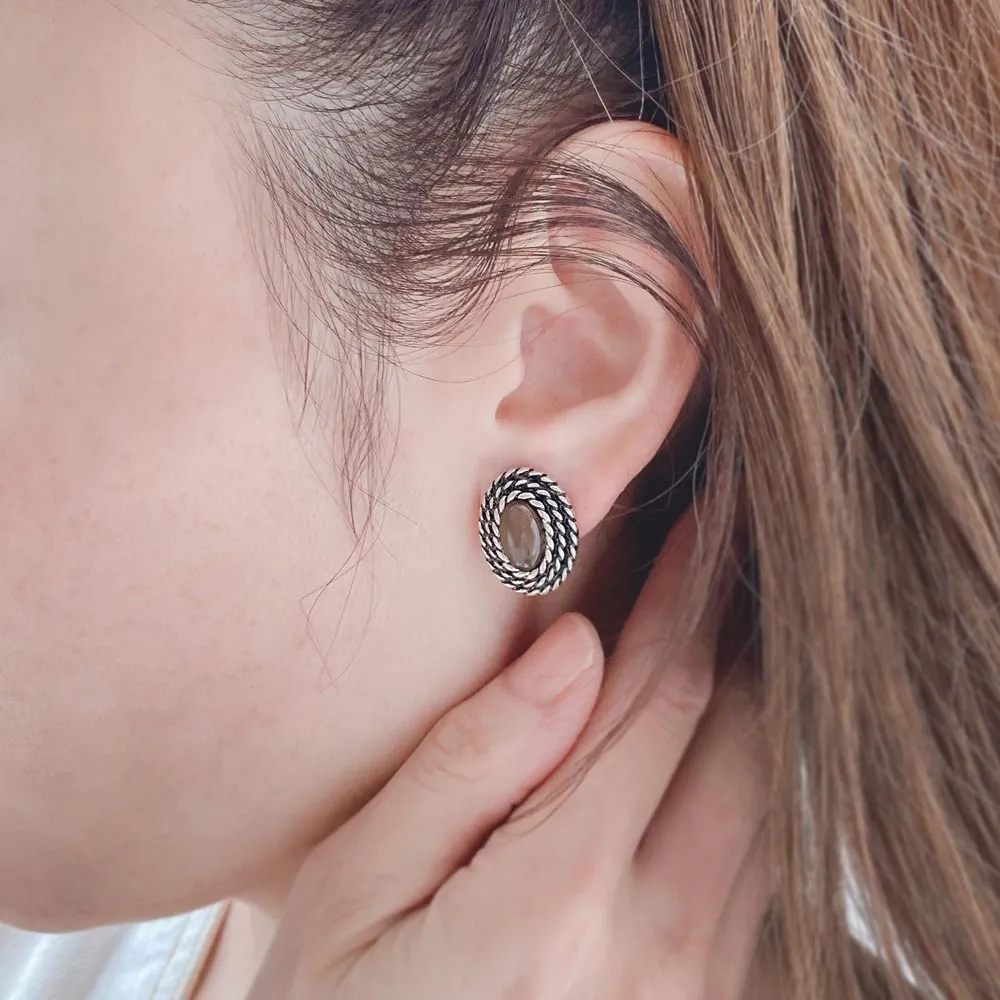 Oval Padded Clip On Earrings