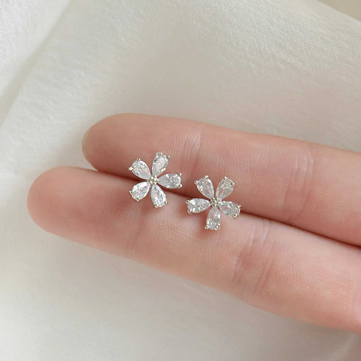 Parker sakura cherry blossom flower stud earrings