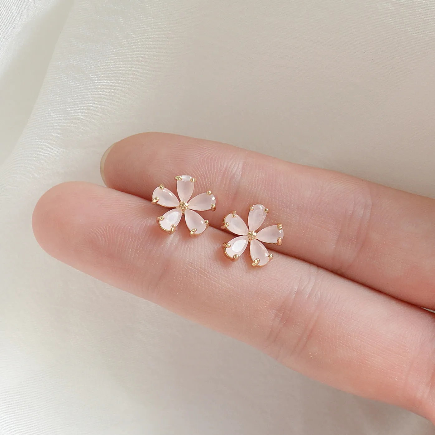 Parker sakura cherry blossom flower stud earrings