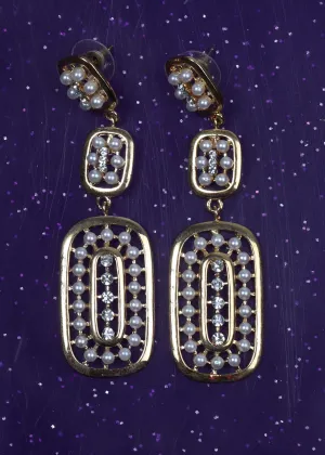 Pearl Gold Tone Drop Earrings