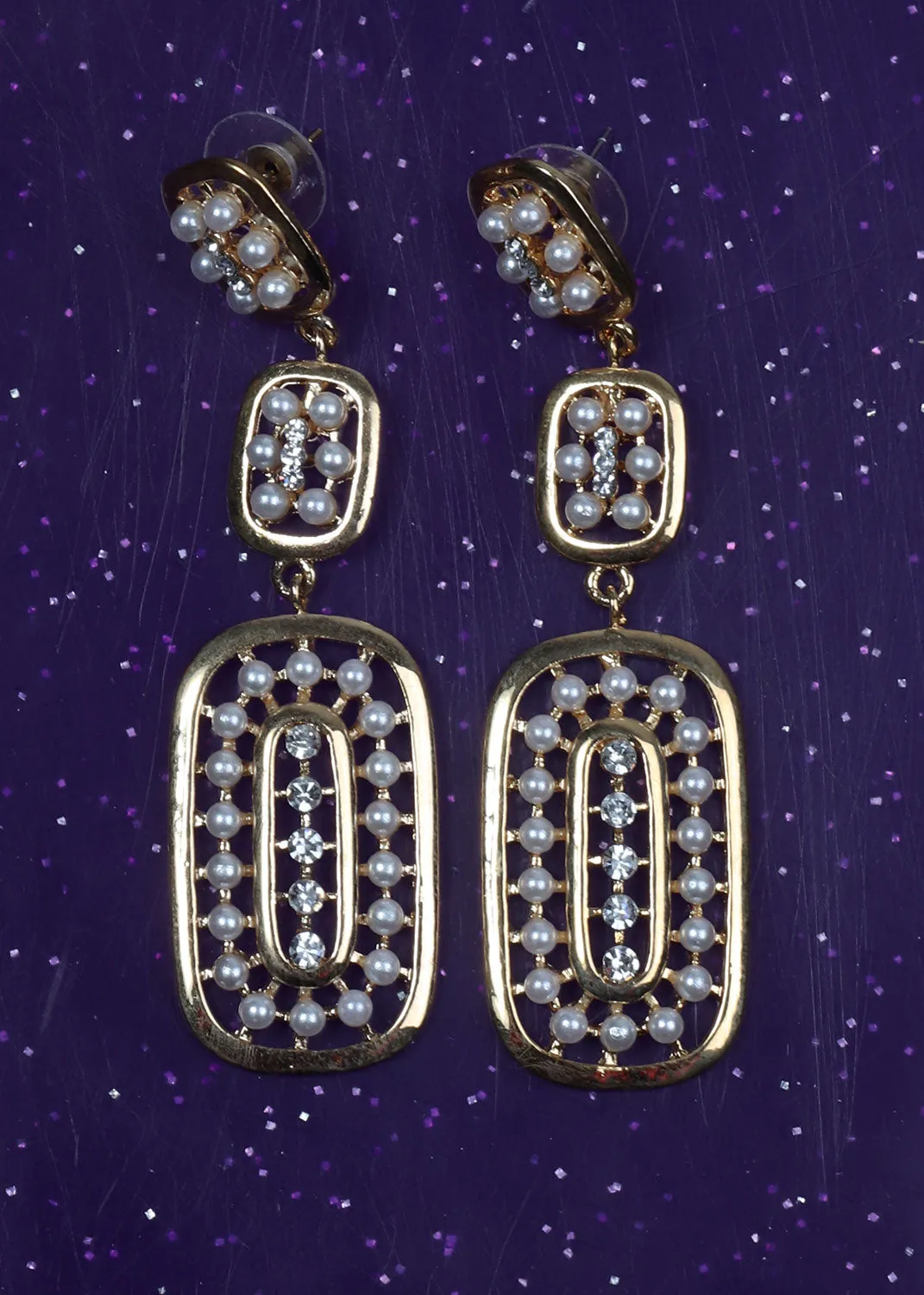 Pearl Gold Tone Drop Earrings